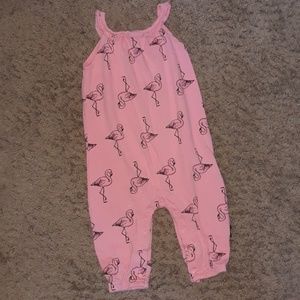 EUC 12 month Pink Flamingo Romper